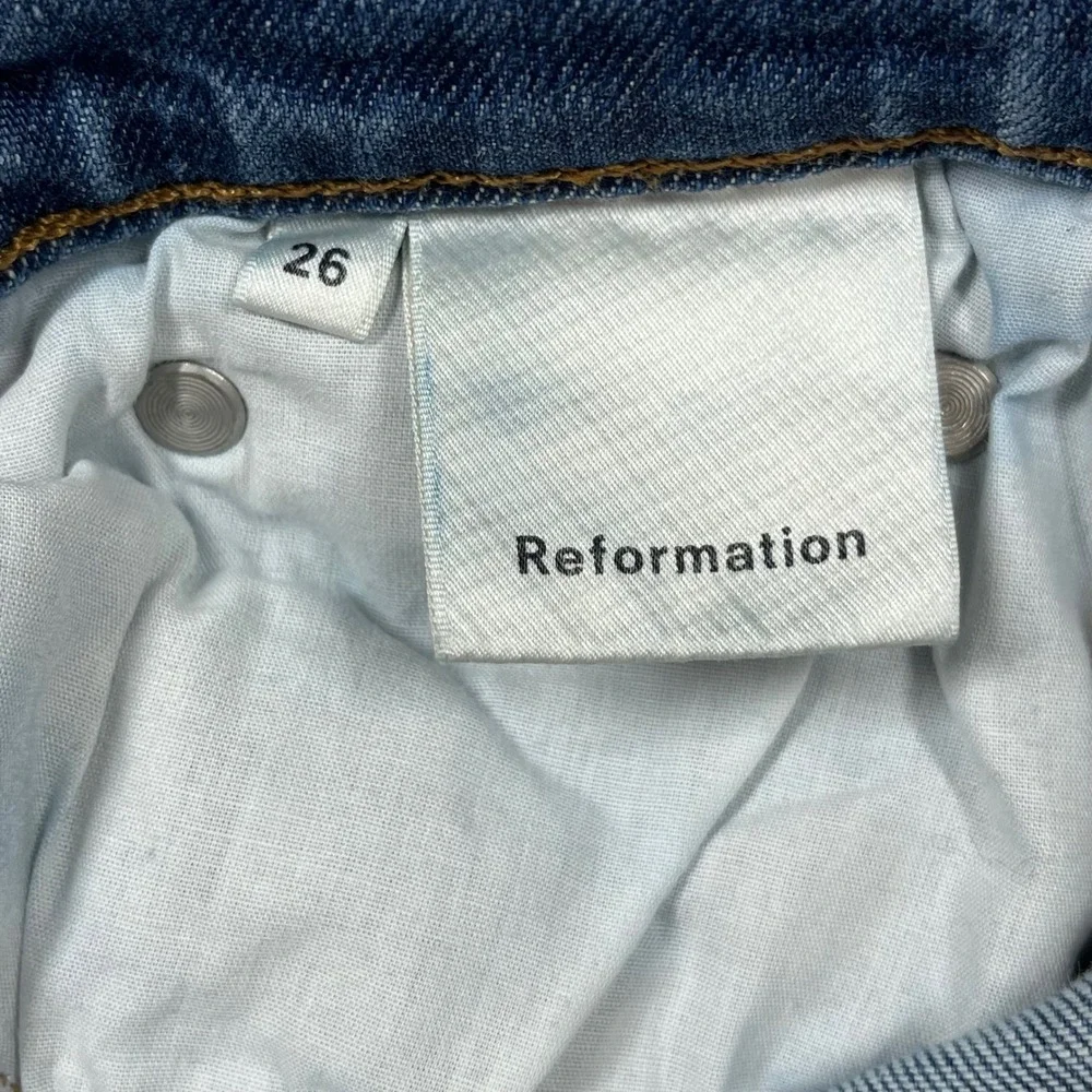 Reformation Mid Skinny Jeans Womens 26x29 Blue Rhine Wash Stretch Made in USA - Picture 7 of 14